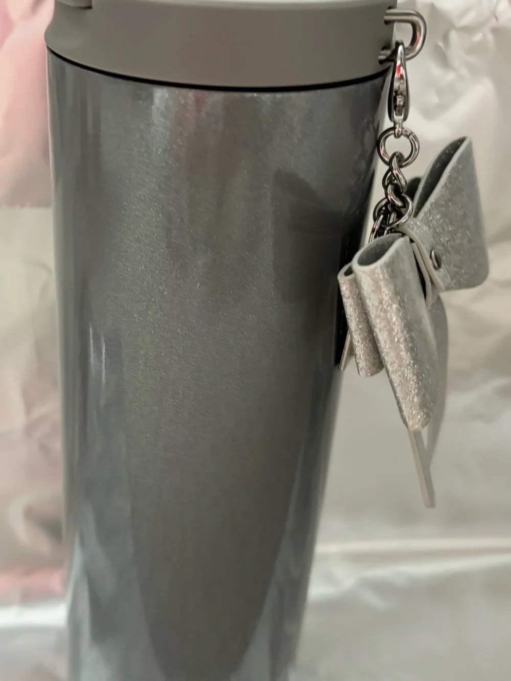 Starbucks Silver Glitter Bow Hot Drink Tumbler